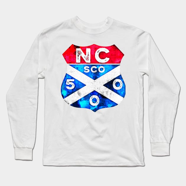 North Coast 500 Scottish Coast Vintage Driving Emblem Long Sleeve T-Shirt by ScienceNStuffStudio